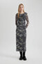 Фото #1 товара Платье Maxi defacto C1891ax24sp Bodycon Тюль с длинным рукавом