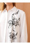 Lcw Modest Gömlek Yaka Çiçekli Uzun Kollu Poplin Kadın Tunik