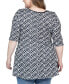 Plus Size Elbow Sleeve Casual Tunic Top