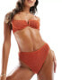 Фото #6 товара South Beach crinkle high waist bikini bottom in rust