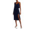 Фото #1 товара Aqua Womens Crepe Overlay Midi Dress Navy Size 0