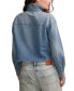 Фото #2 товара Women's Cotton Denim Patchwork Button-Front Shirt