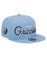 ფოტო #1 პროდუქტის Men's Light Blue Memphis Grizzlies Evergreen Script Side Patch 9FIFTY Snapback Hat