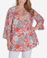 ფოტო #1 პროდუქტის Plus Size Silky Floral Voile Top