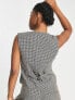Vero Moda tailored houndstooth waistcoat co-ord in neutral check