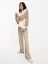 Фото #3 товара Vero Moda high neck spliced cable knit jumper in cream and brown