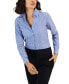 Women's Striped Easy Care Button Up Long Sleeve Blouse