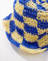 South Beach checkerboard bucket hat in yellow and blue - фото #3