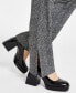 ფოტო #4 პროდუქტის Women's Herringbone Side-Slit Flare Pants, Created for Macy's