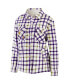 ფოტო #3 პროდუქტის Women's Oatmeal, Purple Los Angeles Lakers Plaid Button-Up Shirt Jacket