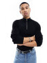 ASOS DESIGN midweight half zip jumper in black