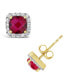 Lab Grown Ruby (1-1/3 ct. t.w.) and Lab Grown White Sapphire (1/5 ct. t.w.) Halo Stud Earrings in 10k Yellow Gold. Also Available in Lab Grown White Sapphire and Lab Grown Spinel Aquamarine