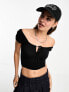 Cotton:On tie front short sleeve crop top black 2XL - фото #1