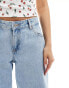 Dr Denim Hill relaxed fit low waist wide straight leg jeans in stream light blue retro wash