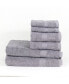 Chelsea 6-Piece Bathroom Cotton Towel Set, 2 Bath Towels, 2 Hand Towels 2 Washcloths, Chevron Border Pattern, Gray