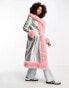 Фото #8 товара Annorlunda metallic faux shearling edged coat in silver and pink