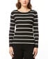 Фото #1 товара Women's Scoop Neck Ribbed Striped Sweater, Regular & Petites