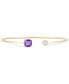 Amethyst (1-3/8 ct. t.w.) & Diamond (1/10 ct. t.w.) Wire Cuff Bangle Bracelet in 10k Gold (Also in Blue Topaz)