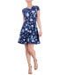 Фото #4 товара Petite Floral-Print Cap-Sleeve Dress