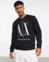 Armani Exchange icon crew neck sweat in black