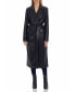 ფოტო #11 პროდუქტის Women's Double-Breasted Belted Faux-Leather Coat