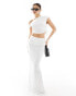 Missyempire column fishtail maxi skirt with tie detail co-ord in ivory