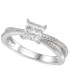 ფოტო #1 პროდუქტის Cubic Zirconia Square Cluster Split Shank Ring in Sterling Silver