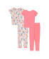ფოტო #2 პროდუქტის Little Girls Cotton Pajama, 4 Piece Set