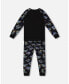 ფოტო #2 პროდუქტის Baby Boy Organic Cotton Two Piece Pajama Set Black Printed Neon Dino - Infant