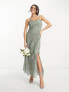 Фото #1 товара Y.A.S Bridesmaid embroidered strappy pencil midi dress in sage