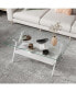 Modern Glass Coffee Table with White Metal Legs