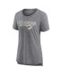 ფოტო #2 პროდუქტის Women's Heather Gray Distressed Miami Dolphins Original Play Tri-Blend T-shirt