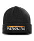 Фото #3 товара Men's Black Pittsburgh Penguins Authentic Pro Rink Cuffed Knit Hat