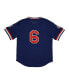 ფოტო #4 პროდუქტის Men's #6 Navy Memphis Red Sox Mesh Replica V-Neck Jersey