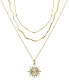 Фото #1 товара Cubic Zirconia Sun Pendant Layered Necklace Set, 3 Pieces