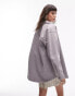 Фото #4 товара Topshop denim shacket in sandstorm grey