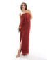 Фото #1 товара ASOS DESIGN bandeau draped maxi dress in burnt red