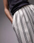 Topshop satin pin stripe wide leg pull on in white 44 - фото #10