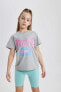 Kız Çocuk T-shirt B5094a8/gr421 Lt.grey Melange