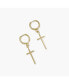 Dainty Cross Huggie Earrings Gold