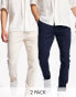 Topman – 2er-Pack eng geschnittene Chinohosen in Stein und Marineblau