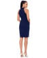 Petite Velvet-Trim Halter Sleeveless Sheath Dress