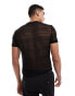 Фото #2 товара ASOS DESIGN muscle fit t-shirt in black crinkled fabrication