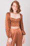 Фото #6 товара Женская укороченная блузка с длинным объемным рукавом и геометричным вырезом Factory Price