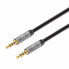 Фото #1 товара Manhattan Stereo Audio 3.5mm Cable - 5m - Male/Male - Slim Design - Black/Silver - Premium with 24 karat gold plated contacts and pure oxygen-free copper (OFC) wire - Lifetime Warranty - Polybag - 3.5mm - Male - 3.5mm - Male - 5 m - Black - Silver