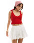 Фото #1 товара Miss Selfridge crochet tie shoulder cami top in red