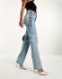 ASOS DESIGN mid rise straight jeans in vintage lightwash Helle Waschung, W36 L30 - фото #2