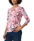 ფოტო #3 პროდუქტის Petite V-Neck Moss Crepe 3/4-Sleeve Top