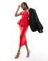 Фото #8 товара Vesper sweetheart neckline peplum midi dress in red