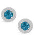 ფოტო #3 პროდუქტის London Topaz (2-1/3 ct. t.w.) and Diamond (1/2 ct. t.w.) Halo Stud Earrings in 14K White Gold